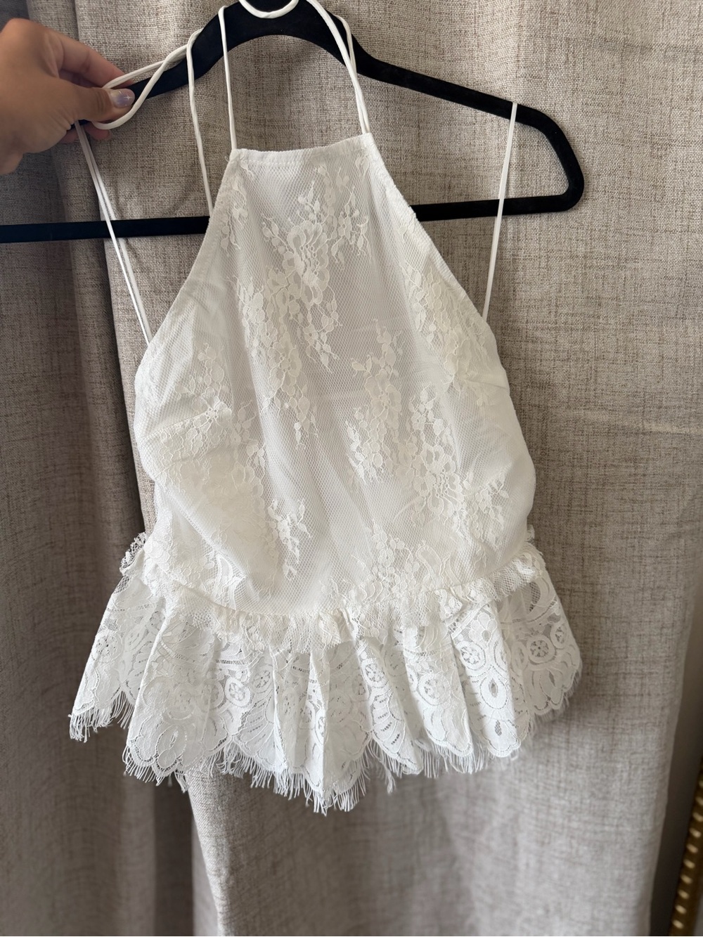 Lane 201 White Lace Smocked Halter Top - Delicate Floral Detail